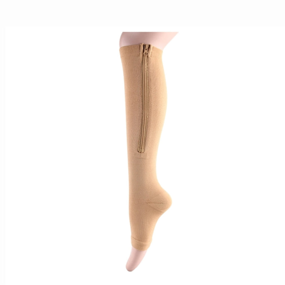 FlexZip – Calze elasticizzate con zip - Beige - S