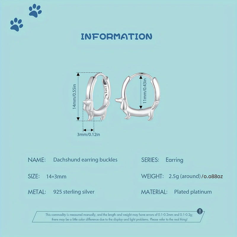 Dachshund Hoop Earrings 925 Sterling Silver