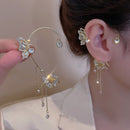 BUTTERFLY FLOWER TASSEL SHINY ZIRCON EARRINGS