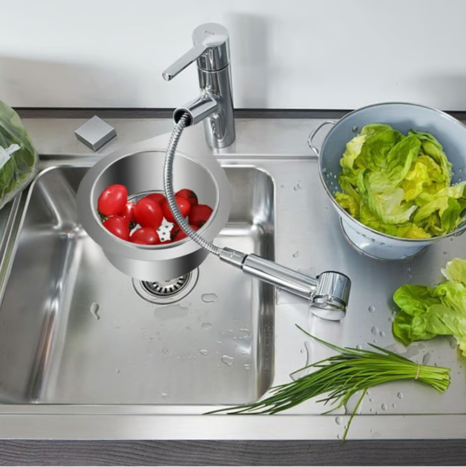 Stainless steel drain basket for kitchen sink