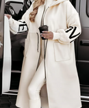 Women's Hooded Long Sleeve Knitted Sleeves Patchwork Casual Jacket