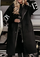 Women's Hooded Long Sleeve Knitted Sleeves Patchwork Casual Jacket