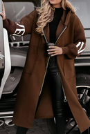 Women's Hooded Long Sleeve Knitted Sleeves Patchwork Casual Jacket