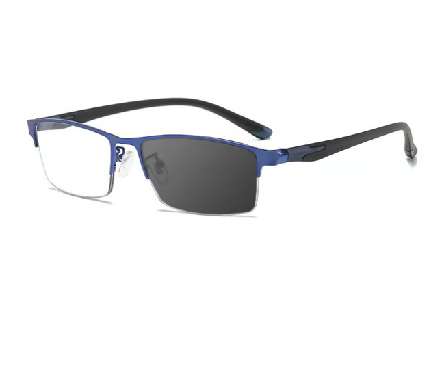 Metal ultra-light half-frame photochromic multifocal glasses