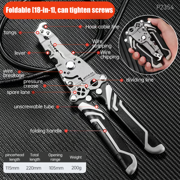 Multifunctional Folding Wire Stripper-Professional Electrician Tool