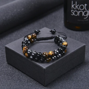 Triple Protection Bracelet-Genuine Tigers Eye Agate and  Black gallstone-The Perfect Gift