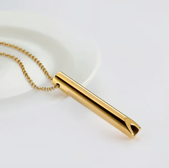 Stainless Steel Necklace With Whistle Pendant To Regulate Breathing And Relieve Stress