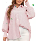 Mid-length smocked shirt with striped