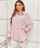 Mid-length smocked shirt with striped