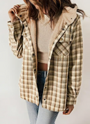 Women's Autumn/Winter Plaid Jacket Long Sleeve Buckle Hooded