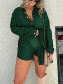 Women's Solid Color Long Sleeve Shirt Dress