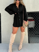 Women's Solid Color Long Sleeve Shirt Dress