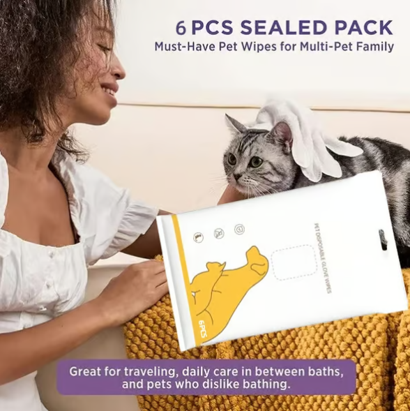 Deodorizing Pet Glove Wipes For Dogs（6Pcs）