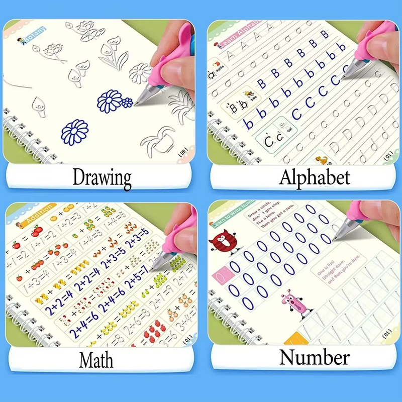 Magical Handwriting Reusable Book (1 Set Of 4 Books)