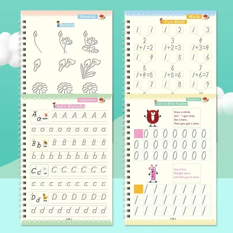 Magical Handwriting Reusable Book (1 Set Of 4 Books)
