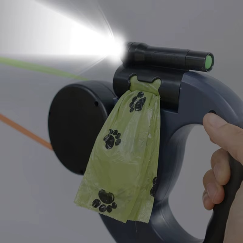 Dual Dog Leash with Tangle-Free Swivel & LED Light