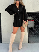 Women's Solid Color Long Sleeve Shirt Dress