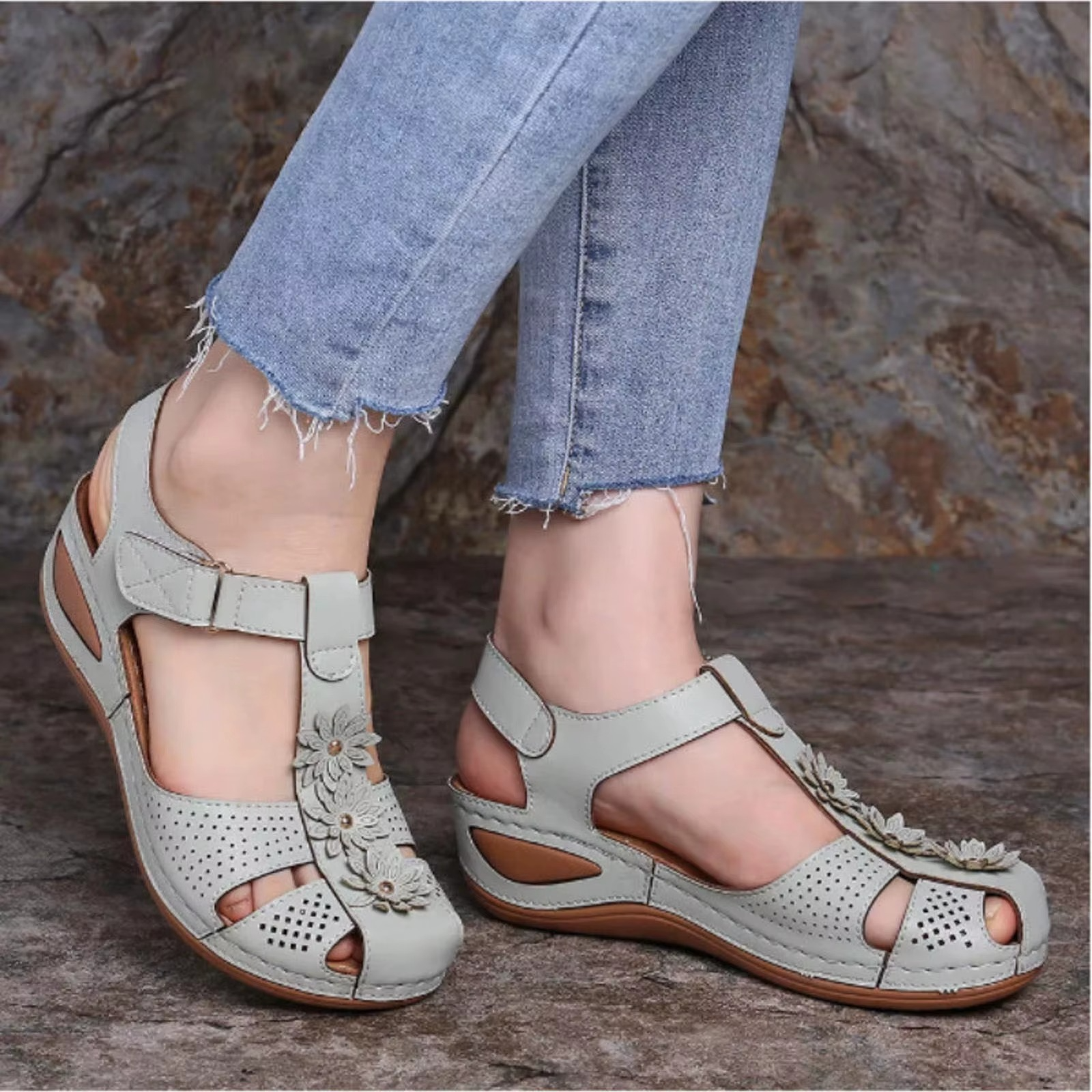 Florine – Sandali comodi - Marrone chiaro - 40