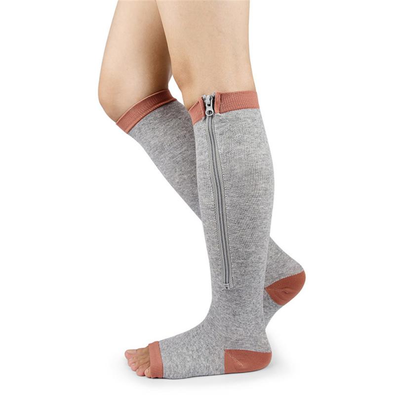 FlexZip – Calze elasticizzate con zip - Beige - 2XL