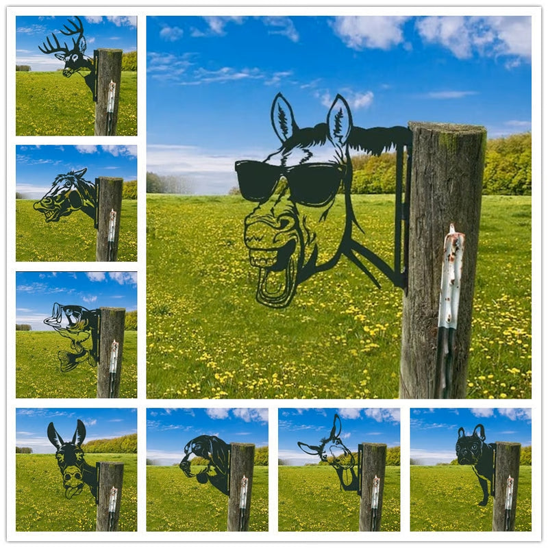 Farm Peeping Animal Metal Art