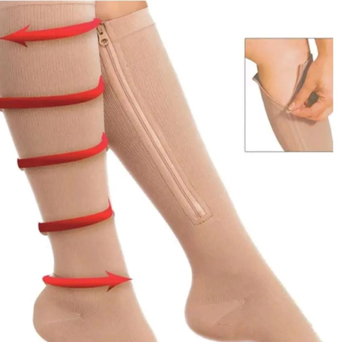 FlexZip – Calze elasticizzate con zip - Nero - S